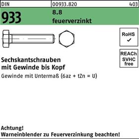 Sechskantschraube DIN 933 VG M8x 60 8.8 feuerverz. 200 Stück - VPE: 200