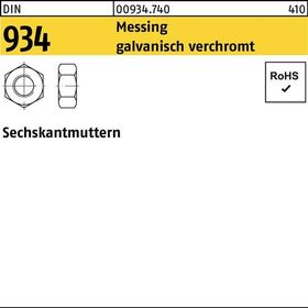 Sechskantmutter DIN 934 M8 Messing galv. verchromt 100 Stück - VPE: 100