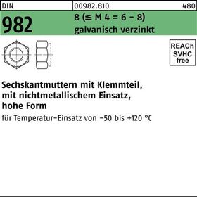 Sechskantmutter DIN 982 Klemmteil M10 8 (= M4 = 6-8) galv.verz. 100St. - VPE: 100