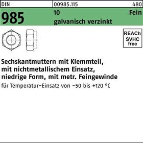 Sechskantmutter DIN 985 Klemmteil M20x 1,5 10 galv.verz. 50 Stück - VPE: 50