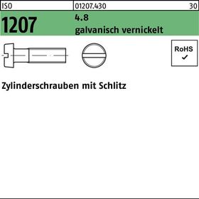 Zylinderschraube ISO 1207 Schlitz M5x 10 4.8 galv. vernickelt 2000Stück - VPE: 2000