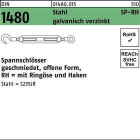 Spannschloss DIN 1480 offen Ringöse/Haken SP-RH M20 Stahl 3.6 galv.verz. 1St.