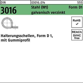 Schelle DIN 3016 Gummiprofil 19x 15 - W1 Stahl galv.verz. 100 Stück - VPE: 100