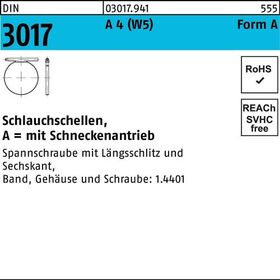 Schlauchschelle DIN 3017 W5 Schneckenantrieb 12- 20/9 C7 A 4 100 Stück - VPE: 100