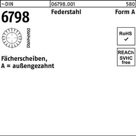 Fächerscheibe DIN 6798 FormA außengezahnt A 2,2 Federstahl 500 Stück - VPE: 500