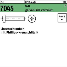 Flachkopfschraube ISO 7045 PH M4x25-H 4.8 galv.verz. 1000St. - VPE: 1000