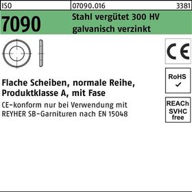 Unterlegscheibe ISO 7090 Fase 20 Stahl verg. 300 HV galv.verz. 100St. - VPE: 100