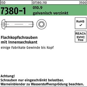 Flachkopfschraube ISO 7380-1 Innen-6kt M12x45 010.9 galv.verz. 100St. - VPE: 100