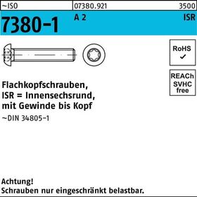 Flachkopfschraube ISO 7380-1 ISR VG M6x 8-T30 A 2 500 Stück - VPE: 500