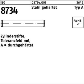 Zylinderstift ISO 8734 4 m6x 60 Stahl gehärtet Toleranz m6 500 Stück - VPE: 500