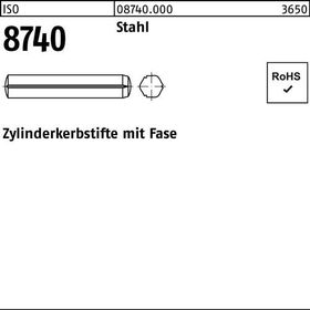 Zylinderkerbstift ISO 8740 Fasen 10x 32 Stahl 25 Stück - VPE: 25