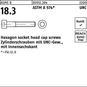 Zylinderschraube R 83912 UNC-Gewinde/Innen-6kt 1/2x 3 ASTM A 574 50 Stück - VPE: 50