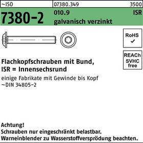 Flachkopfschraube ISO 7380-2 Bund/ISR M4x6-T20 10.9 galv.verz. 500St. - VPE: 500