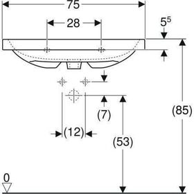 Geberit Waschtisch iCon Light 750x420mm verk. Ausldg m HL o ÜL weiß KT