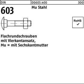 Flachrundschraube DIN 603 Vierkantansatz/6-ktmutter M12x75 Mu Stahl 4.6 50St. - VPE: 50