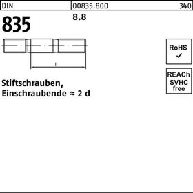 Stiftschraube DIN 835 M12x 45 8.8 Einschraubende=2d 50 Stück - VPE: 50