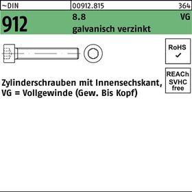 Zylinderschraube DIN 912 Innen-6kt VG M5x80 8.8 galv.verz. 200St. - VPE: 200