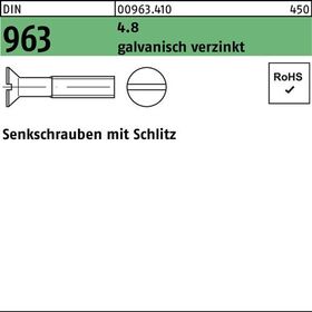 Senkschraube DIN 963 Schlitz M8x 35 4.8 galv.verz. 200 Stück - VPE: 200