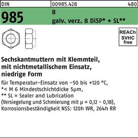 Sechskantmutter DIN 985 Klemmteil M20 8 galv.verz. 50 Stück - VPE: 50