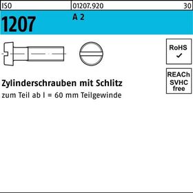 Zylinderschraube ISO 1207 Schlitz M8x 20 A 2 100 Stück - VPE: 100