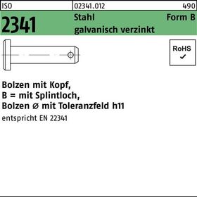 Bolzen ISO 2341 Kopf/Splintloch B 10x60x56 Stahl galv.verz. 10Stück - VPE: 10