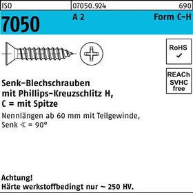 Blechschraube ISO 7050 SEKO Spitze/PH 4,2x 25 -C-H A 2 500 Stück - VPE: 500