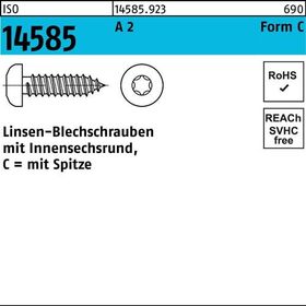 Linsenblechschraube ISO 14585 ISR 3,9x 25 -C A 2 T15 500 Stück - VPE: 500