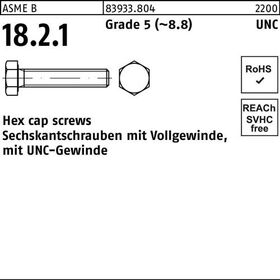 Sechskantschraube R 83933 UNC-Gewinde VG 1 1/2x 2 1/2 Grade 5 (~8.8) 1 Stück