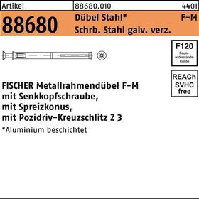 Metallrahmendübel R 88680 F 10 M72 Schraube Sta verz./Dübel Sta 100St. FISCHER - VPE: 100