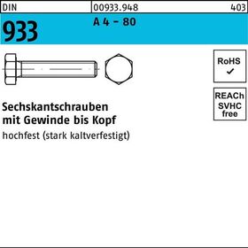 Sechskantschraube DIN 933 VG M12x 170 A 4 - 80 1 Stück