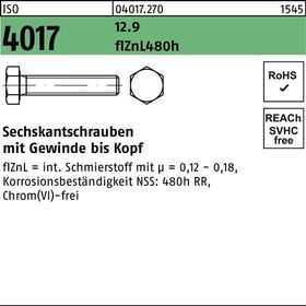 Sechskantschraube ISO 4017 VG M8x 20 12.9 flZnL 480h zinklamellenb. 200St. - VPE: 200