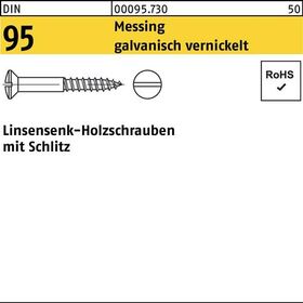 Holzschraube DIN 95 LIKO Schlitz 3x16 Messing galv. vernickelt 200St. - VPE: 200