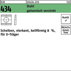 U-Scheibe DIN 434 vierkant keilförmig 17,5 Stahl galv.verz. Neigung 8% 100St. - VPE: 100