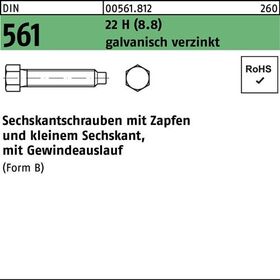 Sechskantschraube DIN 561 Zapfen BM 8x25 22 H (8.8) galv.verz. 100St. - VPE: 100