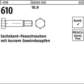 Sechskantpassschraube DIN 610 kurzem Gewindezapfen M10x 60 10.9 25 Stück - VPE: 25