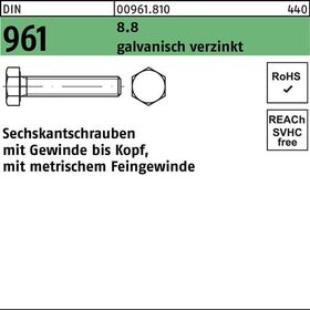 Sechskantschraube DIN 961 VG M12x1,25x 40 8.8 galv.verz. 100 Stück - VPE: 100