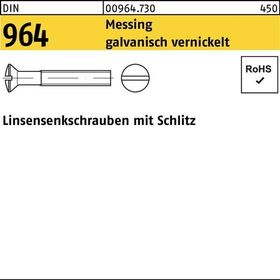 Linsensenkschraube DIN 964 Schlitz M6x 80 Messing galv. vernickelt 100St. - VPE: 100