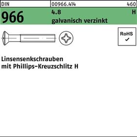 Linsensenkschraube DIN 966 Kreuzschlitz PH M3x10-H 4.8 galv.verz. 2000St. - VPE: 2000