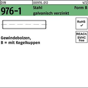 Gewindebolzen DIN 976 Kegelkuppen BM 10x 70 Stahl galv.verz. 100St. - VPE: 100