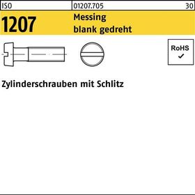 Zylinderschraube ISO 1207 Schlitz M1,4x 3 Messing blank gedreht 100 Stück - VPE: 100