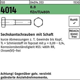 Sechskantschraube ISO 4014 Schaft M16x80 8.8 flZnnc 480h-L 25St. - VPE: 25