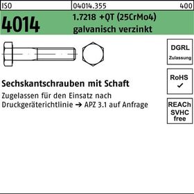 Sechskantschraube ISO 4014 Schaft M12x90 1.7218 +QT (25CrMo4) galv.verz. 50St. - VPE: 50