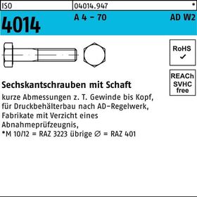 Sechskantschraube ISO 4014 Schaft M24x 150 A 4 - 70 AD-W2 1 Stück