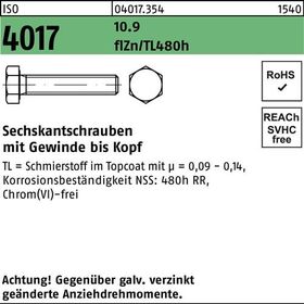 Sechskantschraube ISO 4017 VG M6x45 10.9 flZnnc 480h-L 200St. - VPE: 200