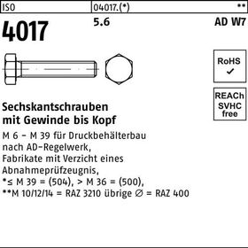 Sechskantschraube ISO 4017 VG M10x 55 5.6 AD W7 100 Stück - VPE: 100