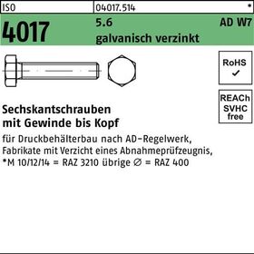 Sechskantschraube ISO 4017 VG M10x 60 5.6 AD W7 galv.verz. 100 Stück - VPE: 100