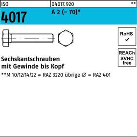 Sechskantschraube ISO 4017 VG M4x 14 A 2 (- 70) 100 Stück - VPE: 100