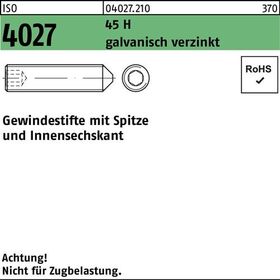 Gewindestift ISO 4027 Spitze/Innen-6kt M6x40 45 H galv.verz. 200St. - VPE: 200