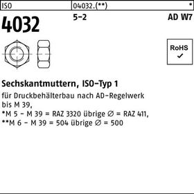 Sechskantmutter ISO 4032 M39 5-2 AD W7 5 Stück - VPE: 5