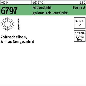 Zahnscheibe DIN 6797 FormA außengezahnt A 3,2 Federstahl galv.verz. 500St. - VPE: 500